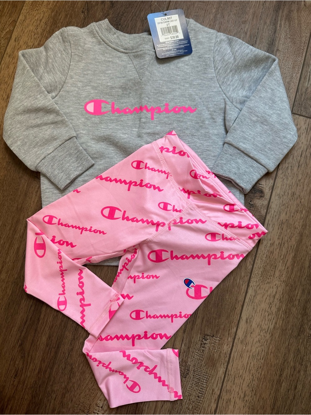 NWT! Champion Toddler Girl's Outfit, Crewneck, Leggings,‎ All Seasons, 2T